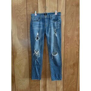 Just Black Denim Distressed Skinny Jeans Medium Wash Made in USA Size 24